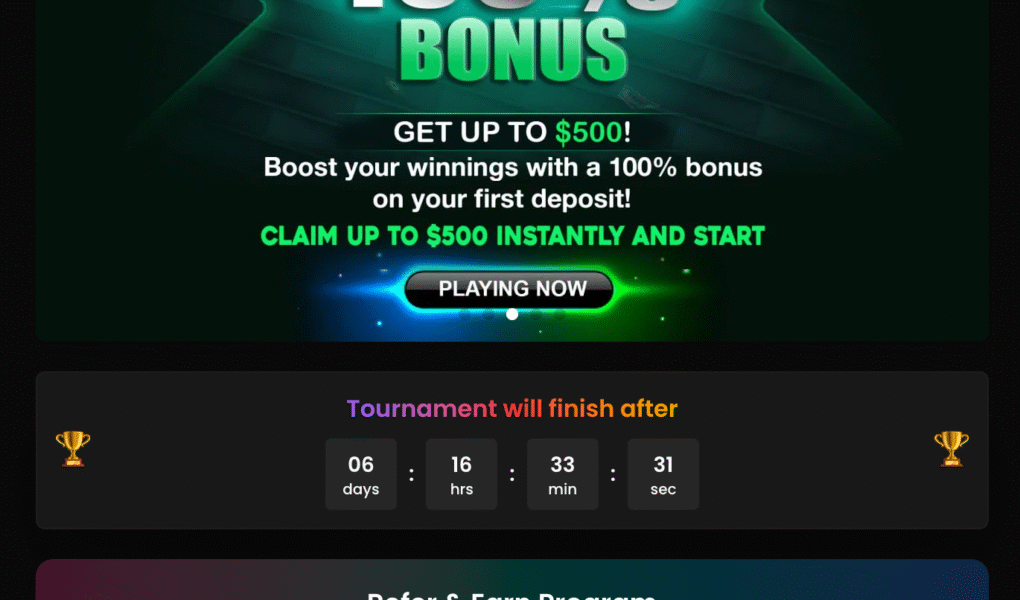 Crypto casino tournaments and events leaderboard showcasing players competing for Bitcoin and Ethereum prizes in 2025