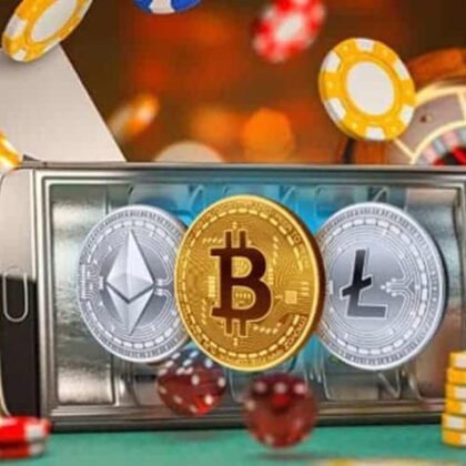 Blockchain dice representing the evolution of gambling from traditional casinos to crypto platforms