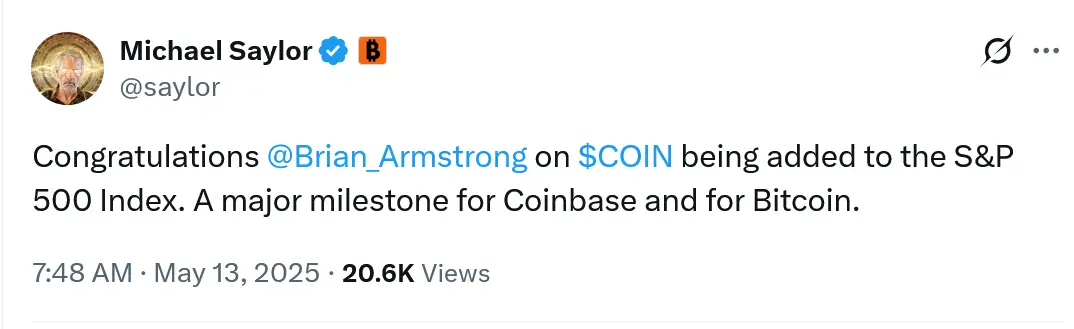 A vibrant graphic showing Coinbase's logo alongside the S&P 500 symbol, emphasizing financial innovation and mainstream acceptance.