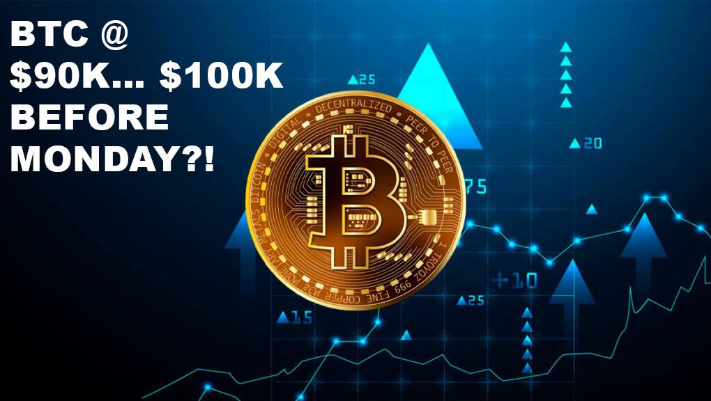 Person staring at Bitcoin chart hitting $90,000